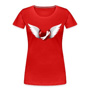 Teufelsherz mit Engelsflügeln - Frauen Premium Bio T-Shirt - Rot - Vorne - Mia (176cm)