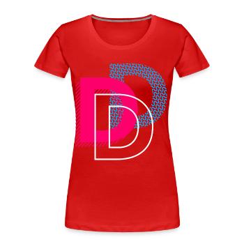Lettre initiale D - T-shirt bio Premium Femme - rouge - Devant - Mia (176cm)