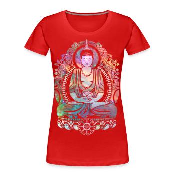 Cosmic Buddha - Women's Premium Organic T-Shirt - red - Front - Mia (176cm)