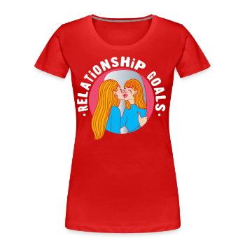SWEET GIRL RELATIONSHIP GOALS KISS MIRROR - Frauen Premium Bio T-Shirt - Rot - Vorne - Mia (176cm)