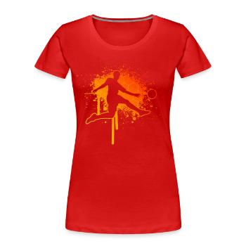 Fussball Fussballspielen Fussballspieler Herren - Frauen Premium Bio T-Shirt - Rot - Vorne - Mia (176cm)