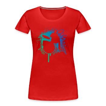 Batteur Batteur Batterie - T-shirt bio Premium Femme - rouge - Devant - Mia (176cm)