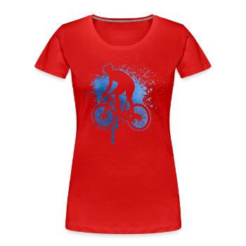 Women's Cycling MTB Mountain Bike Cycling - Women's Premium Organic T-Shirt - red - Front - Mia (176cm)
