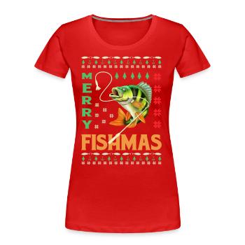 Fishing Ugly Christmas - Frauen Premium Bio T-Shirt - Rot - Vorne - Mia (176cm)