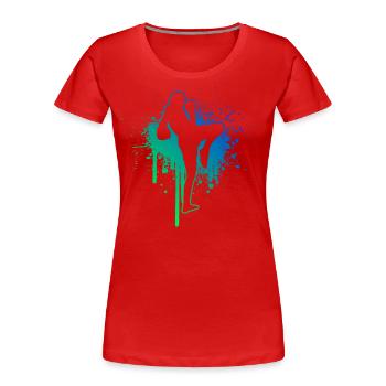 Boxe thaïlandaise Boxeur thaïlandais Boxe thaïlandaise masculine Boxe thaïlandaise - T-shirt bio Premium Femme - rouge - Devant - Mia (176cm)
