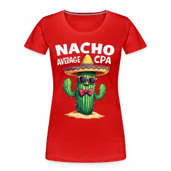 Plus qu’un simple comptable, cactus - T-shirt bio Premium Femme - rouge - Devant - Mia (176cm)