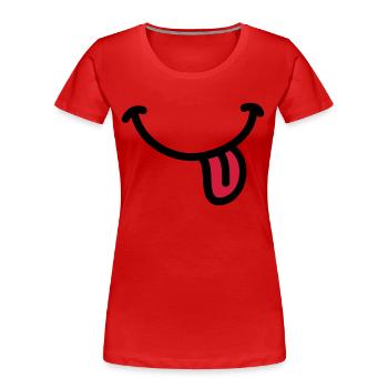 Smiley Grinsen Zunge - Frauen Premium Bio T-Shirt - Rot - Vorne - Mia (176cm)