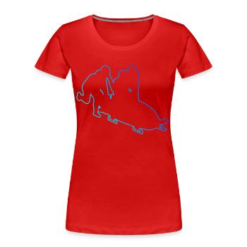 Bob fahren Bobbahn Bob Zweierbob Damen Bobsport - Frauen Premium Bio T-Shirt - Rot - Vorne - Mia (176cm)