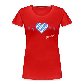 Bayern, Herzschlag, i love bavaria - Frauen Premium Bio T-Shirt - Rot - Vorne - Mia (176cm)