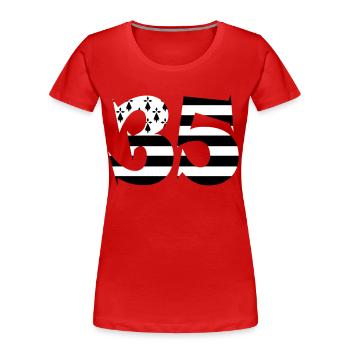 35 Bretagne Drapeau - T-shirt bio Premium Femme - rouge - Devant - Mia (176cm)