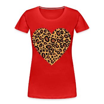 Motif leopard print heart leopard skin pour les femmes - T-shirt bio Premium Femme - rouge - Devant - Mia (176cm)