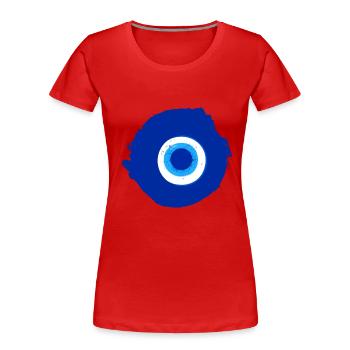 Oeil,Oeil Bleu,Mauvais Œil,Nazar,Fatima - T-shirt bio Premium Femme - rouge - Devant - Mia (176cm)