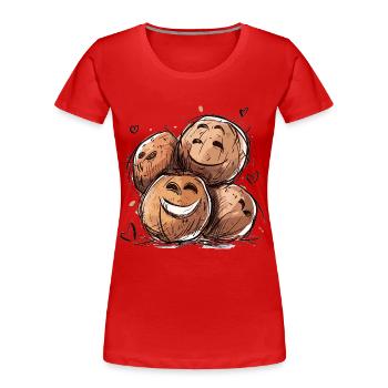 Lachende Kokosnüsse - Frauen Premium Bio T-Shirt - Rot - Vorne - Mia (176cm)