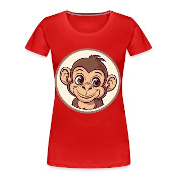 Fröhlicher Affe mit Lächeln - Frauen Premium Bio T-Shirt - Rot - Vorne - Mia (176cm)