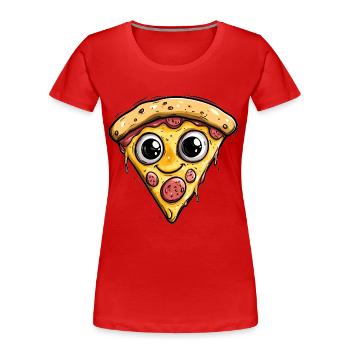 Fröhliches Pizza-Stück - Frauen Premium Bio T-Shirt - Rot - Vorne - Mia (176cm)