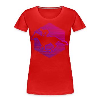Sports équestres pour femmes Sports équestres Équitation - T-shirt bio Premium Femme - rouge - Devant - Mia (176cm)