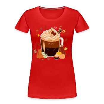 Autumnal Scent- Sweet Pumpkin Spice Latte - Women's Premium Organic T-Shirt - red - Front - Mia (176cm)