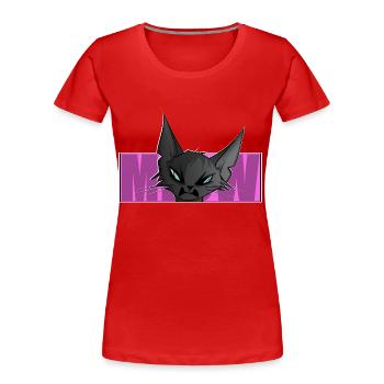 coole Katze, Comic, Katzenmotiv, Meow, T-Shirt - Frauen Premium Bio T-Shirt - Rot - Vorne - Mia (176cm)