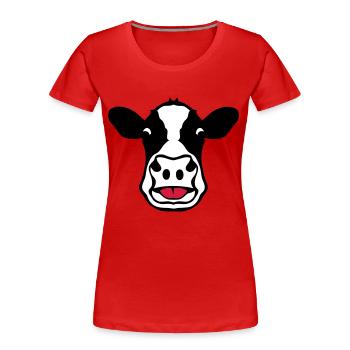 vache tire langue cow 18 - T-shirt bio Premium Femme - rouge - Devant - Mia (176cm)