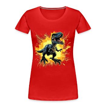 Velociraptor - Frauen Premium Bio T-Shirt - Rot - Vorne - Mia (176cm)