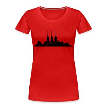 Hannover // Skyline // Silhouette // Skylineshirt - Frauen Premium Bio T-Shirt - Rot - Vorne - Mia (176cm)