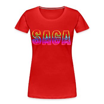 saga rs regenbogen - Frauen Premium Bio T-Shirt - Rot - Vorne - Mia (176cm)