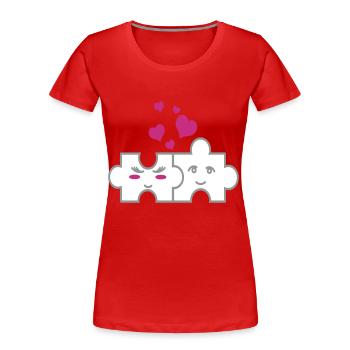 Puzzle-Paar - Frauen Premium Bio T-Shirt - Rot - Vorne - Mia (176cm)