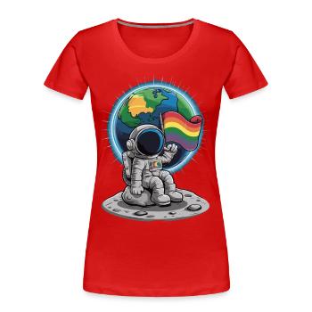 We are all human LGBTQIA+ Pride Astronaut - Women's Premium Organic T-Shirt - red - Front - Mia (176cm)