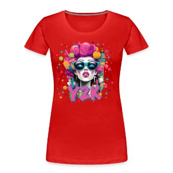 Y2K Retro Neon - Women's Premium Organic T-Shirt - red - Front - Mia (176cm)