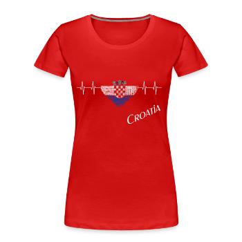 Croatia Heartbeat - Frauen Premium Bio T-Shirt - Rot - Vorne - Mia (176cm)