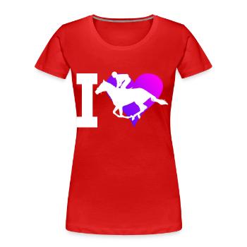 Sport équestre Chasse équestre - T-shirt bio Premium Femme - rouge - Devant - Mia (176cm)