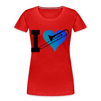Brass Band Brass Instrument Ténor Trombone - T-shirt bio Premium Femme - rouge - Devant - Mia (176cm)