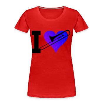 Tromboniste Tromboniste Dames Trombone Trombone Trombonistes - T-shirt bio Premium Femme - rouge - Devant - Mia (176cm)