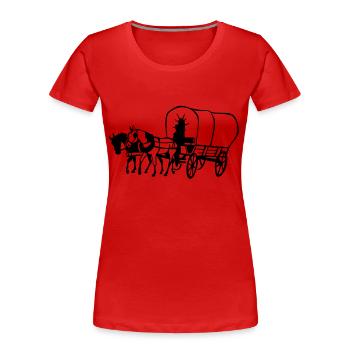 Wagon - Women's Premium Organic T-Shirt - red - Front - Mia (176cm)