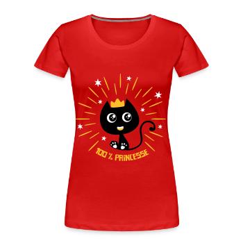 100 % Princesse, mignon petit chat ! humour chat - T-shirt bio Premium Femme - rouge - Devant - Mia (176cm)