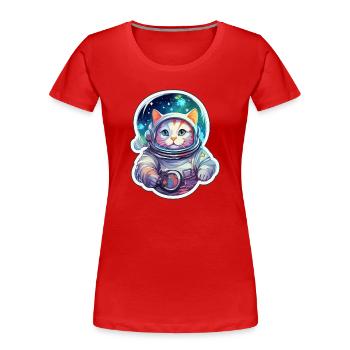 Galaxie des astronautes de l’espace Cat - T-shirt bio Premium Femme - rouge - Devant - Mia (176cm)