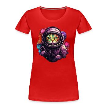 Astro Cat - Women's Premium Organic T-Shirt - red - Front - Mia (176cm)