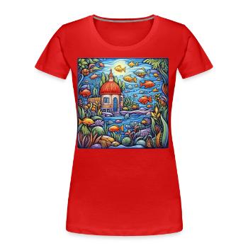 Aquarium - Frauen Premium Bio T-Shirt - Rot - Vorne - Mia (176cm)