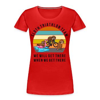 Sloth Triathlon Team Faultier Sport Shirt - Frauen Premium Bio T-Shirt - Rot - Vorne - Mia (176cm)