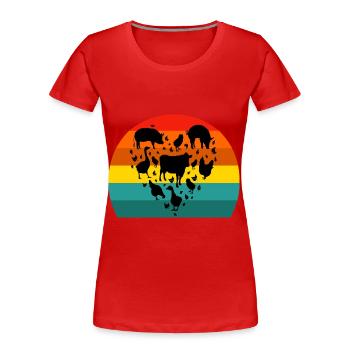 Retro vintage of farm animal, farming, farmer - Women's Premium Organic T-Shirt - red - Front - Mia (176cm)