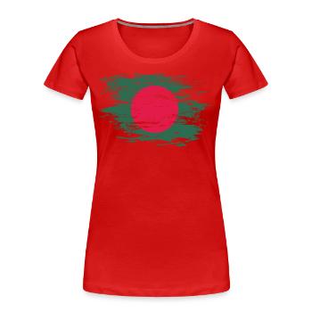 Drapeau du Bangladesh utilisé - T-shirt bio Premium Femme - rouge - Devant - Mia (176cm)