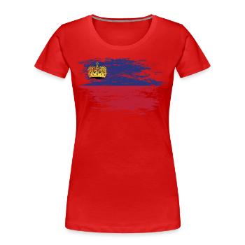 Drapeau du Liechtenstein utilisé - T-shirt bio Premium Femme - rouge - Devant - Mia (176cm)