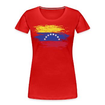 Drapeau du Venezuela utilisé - T-shirt bio Premium Femme - rouge - Devant - Mia (176cm)
