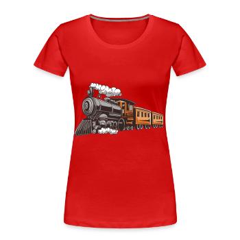 Locomotive à vapeur en tournée - T-shirt bio Premium Femme - rouge - Devant - Mia (176cm)