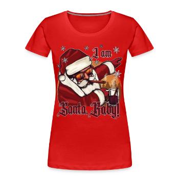 Christmas Dabbing Santa Claus with Punch - Women's Premium Organic T-Shirt - red - Front - Mia (176cm)
