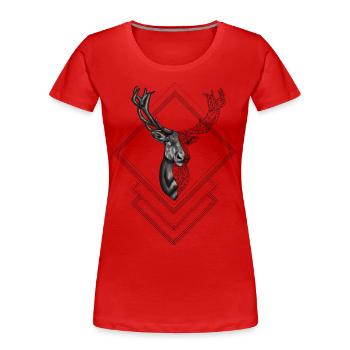 Weihnachten Rentier als Hirsch Polygon - Frauen Premium Bio T-Shirt - Rot - Vorne - Mia (176cm)