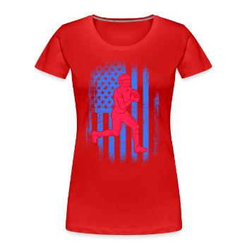 American Football Spieler USA Herren Football - Frauen Premium Bio T-Shirt - Rot - Vorne - Mia (176cm)