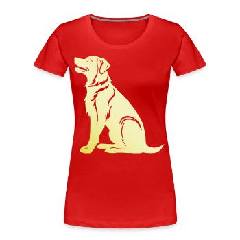 Silhouette de chien samoyède - T-shirt bio Premium Femme - rouge - Devant - Mia (176cm)