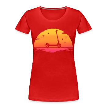 Sonnenaufgang Roller Retro Roller Roller - Frauen Premium Bio T-Shirt - Rot - Vorne - Mia (176cm)