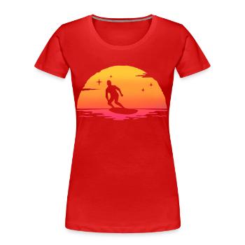 Sunrise Surf Surfer T-Shirt Surfen - Frauen Premium Bio T-Shirt - Rot - Vorne - Mia (176cm)